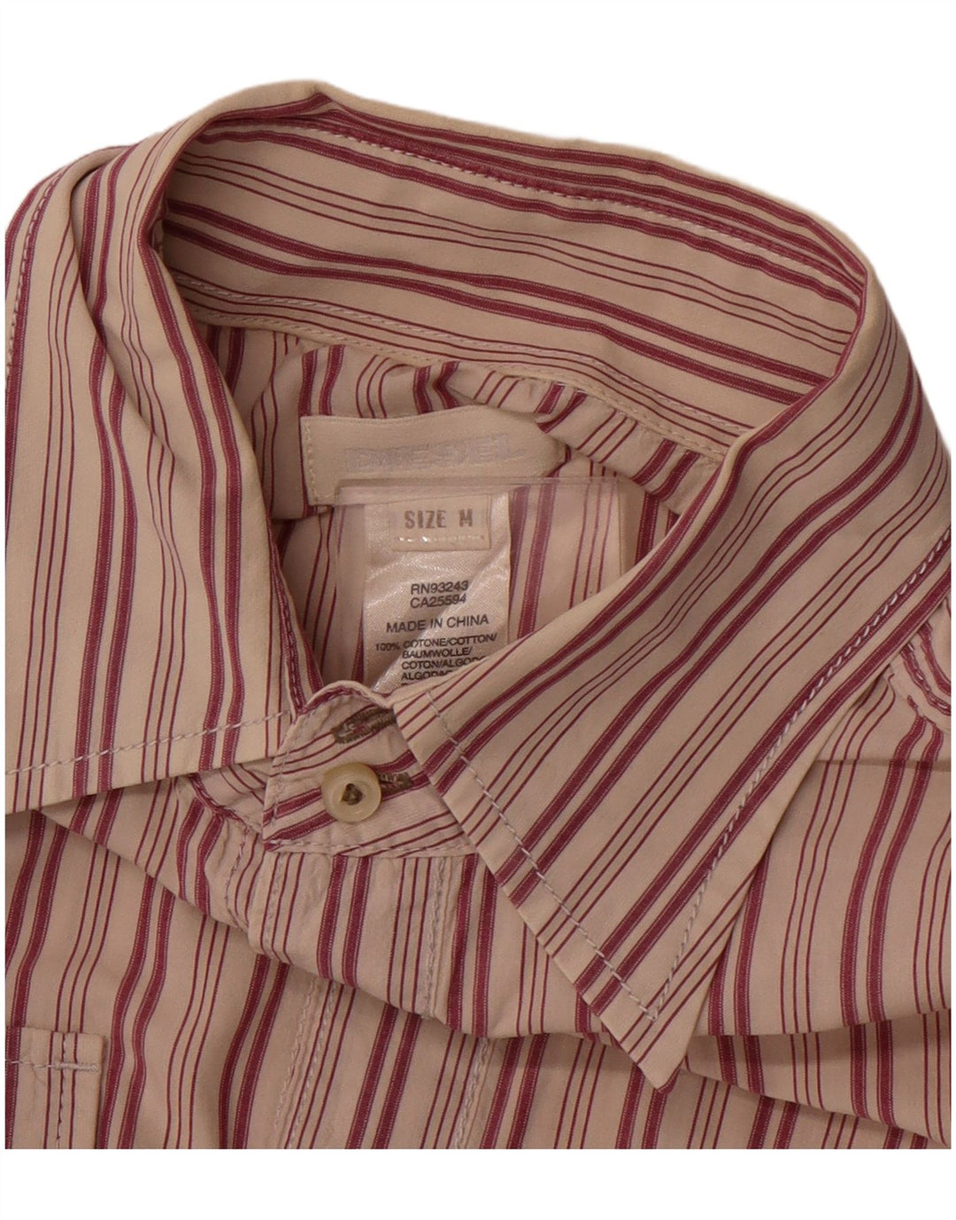 Camicia da uomo a maniche corte Diesel in cotone a righe rosse medie