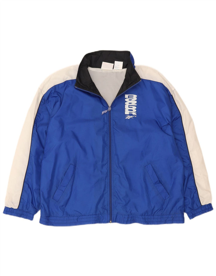 Giacca Reebok da donna con grafica grafica, giacca UK 18 XL, nylon blu navy