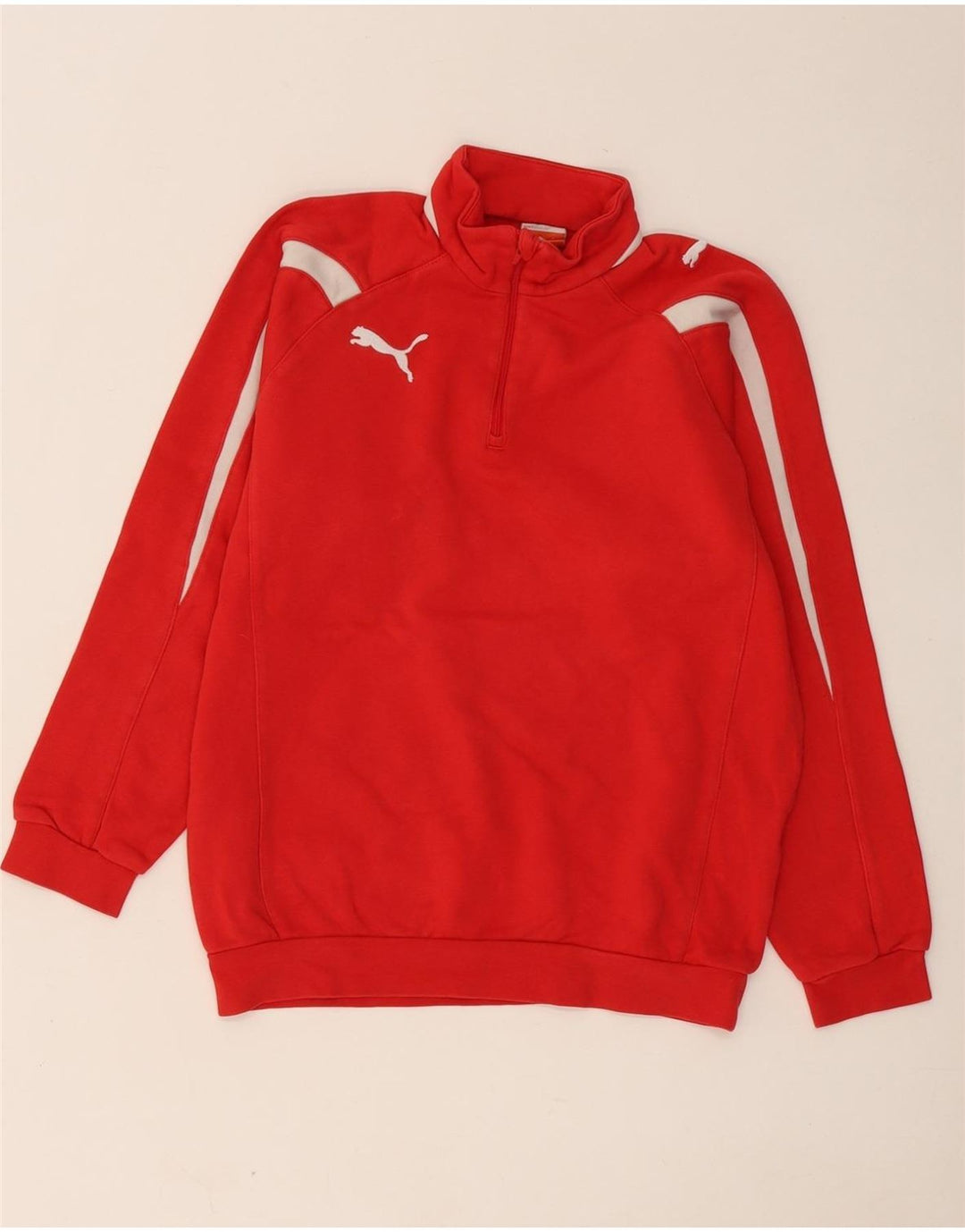 Felpa Puma da bambino con zip e collo, 13-14 anni, in cotone color block rosso