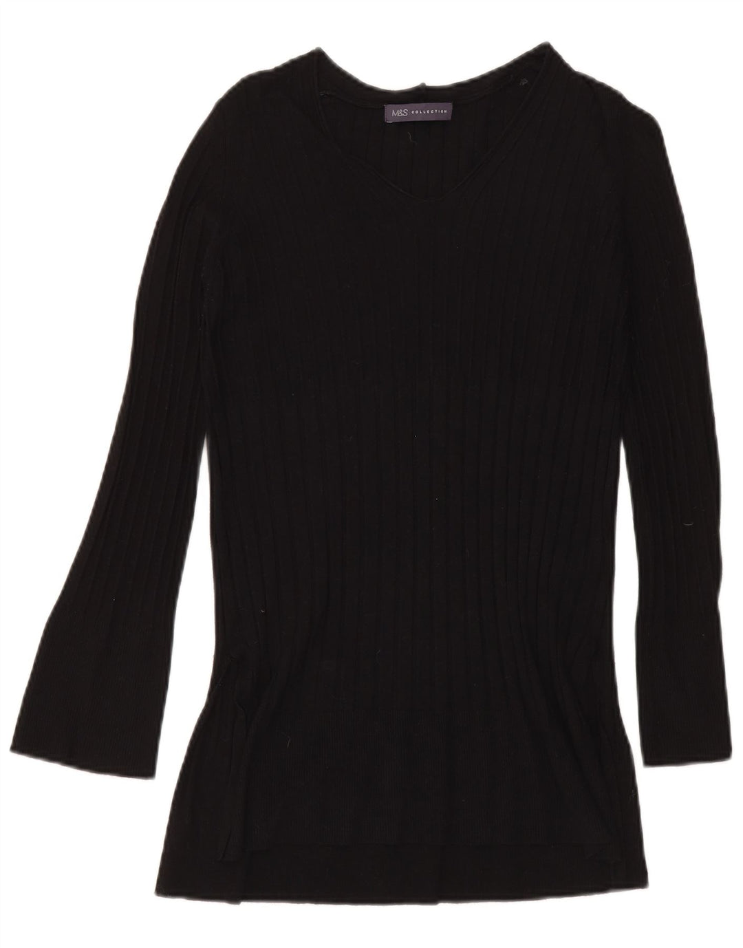 Maglione da donna con scollo a V Marks & Spencer UK 8 piccolo in viscosa nera