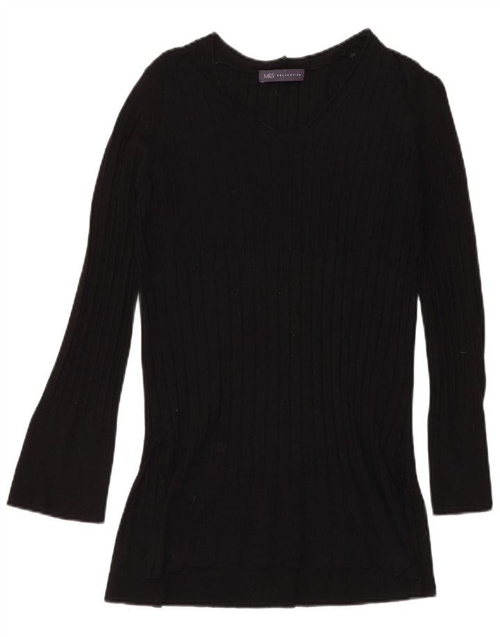 Maglione da donna con scollo a V Marks & Spencer UK 8 piccolo in viscosa nera