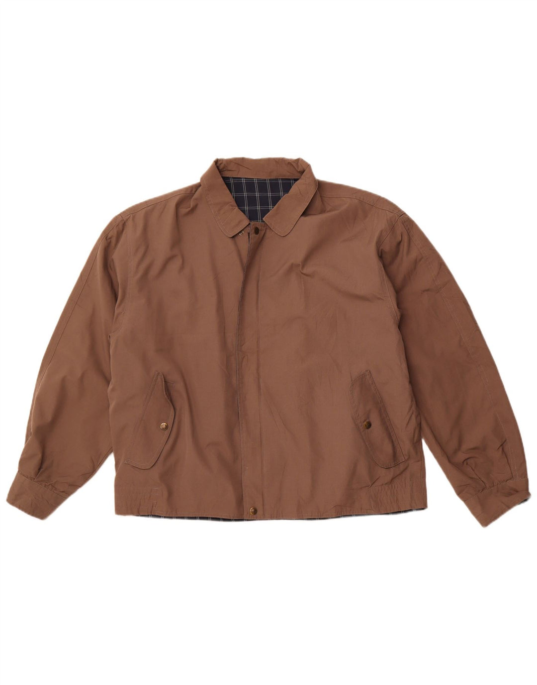 Giacca reversibile da uomo VINTAGE UK 40 poliestere a quadri marroni grandi