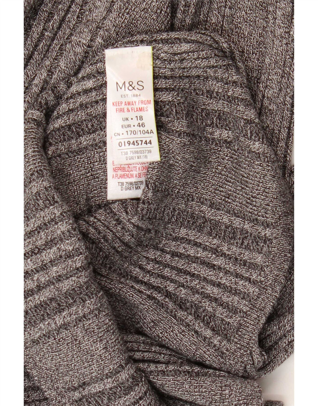 Top manica lunga da donna Marks & Spencer UK 18 XL viscosa grigia