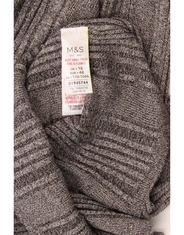 Top manica lunga da donna Marks & Spencer UK 18 XL viscosa grigia