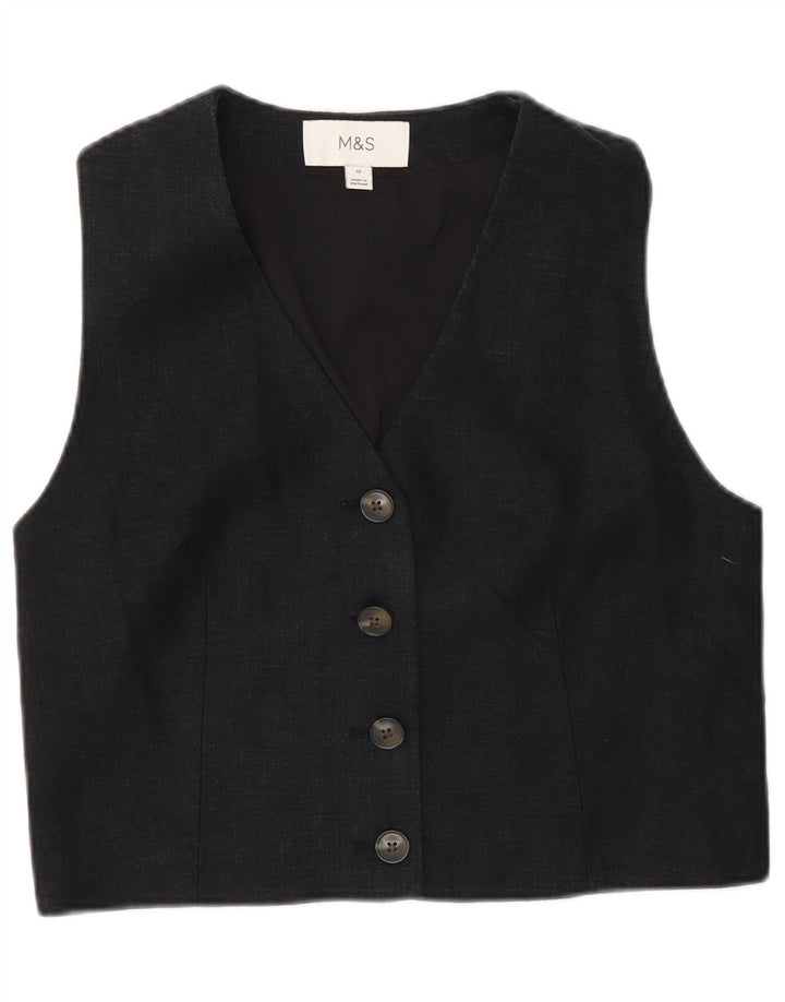 Gilet corto da donna Marks & Spencer UK 10 piccolo lino nero