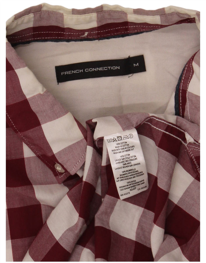 Camicia da uomo French Connection in cotone a quadretti bordeaux medio