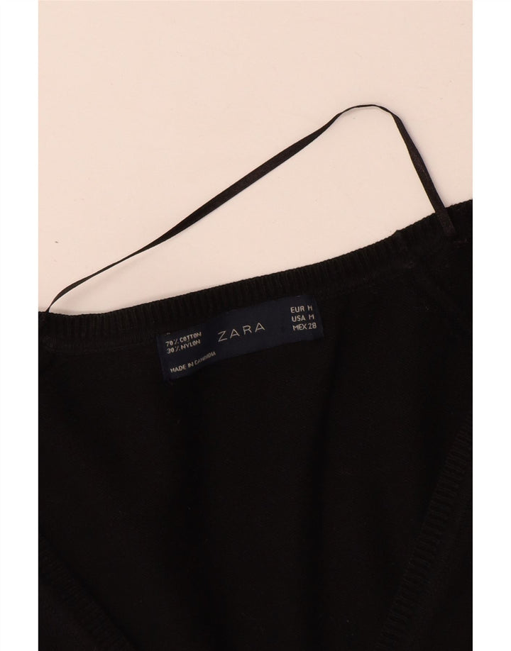 Maglione cardigan da donna Zara UK 12 cotone nero medio
