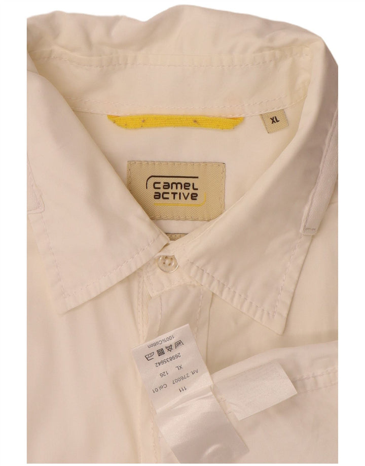 Camicia a maniche corte da uomo Camel Active XL in cotone bianco
