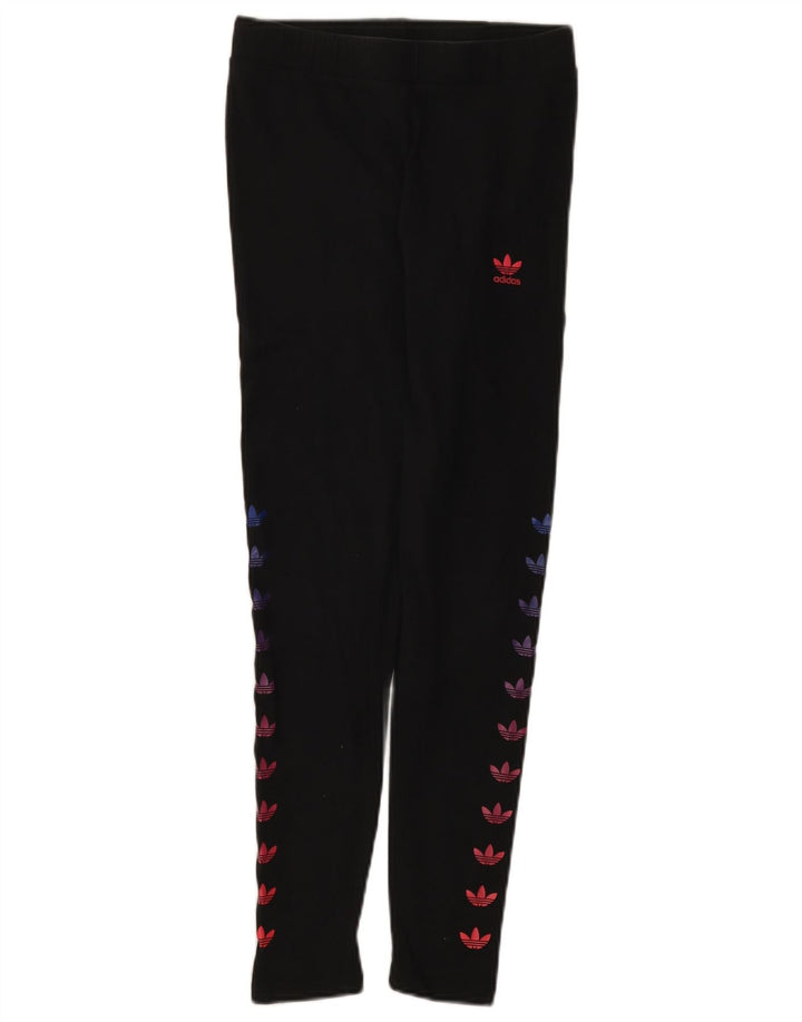 Leggings grafici da donna Adidas UK 12 cotone medio nero