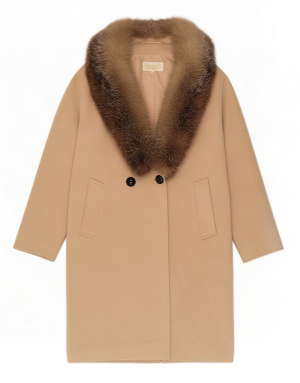 Cappotto doppiopetto da donna Pierrette B US 10 Large Beige Wool
