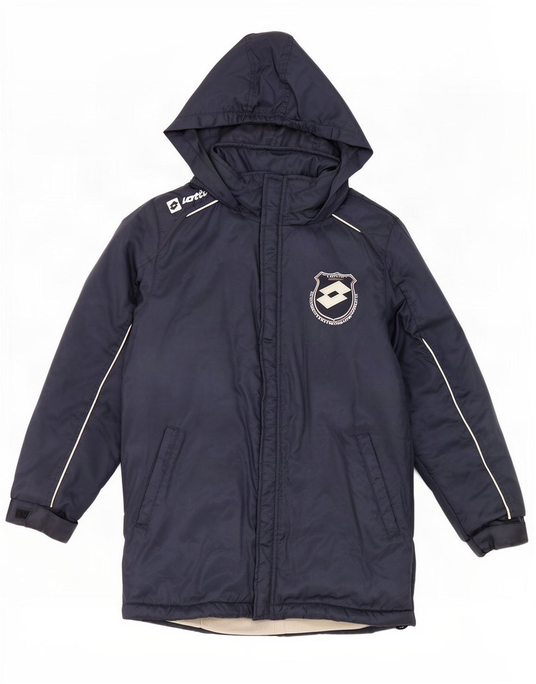 Cappotto imbottito con cappuccio per ragazzi Lotto 9-10 anni piccolo in nylon blu navy