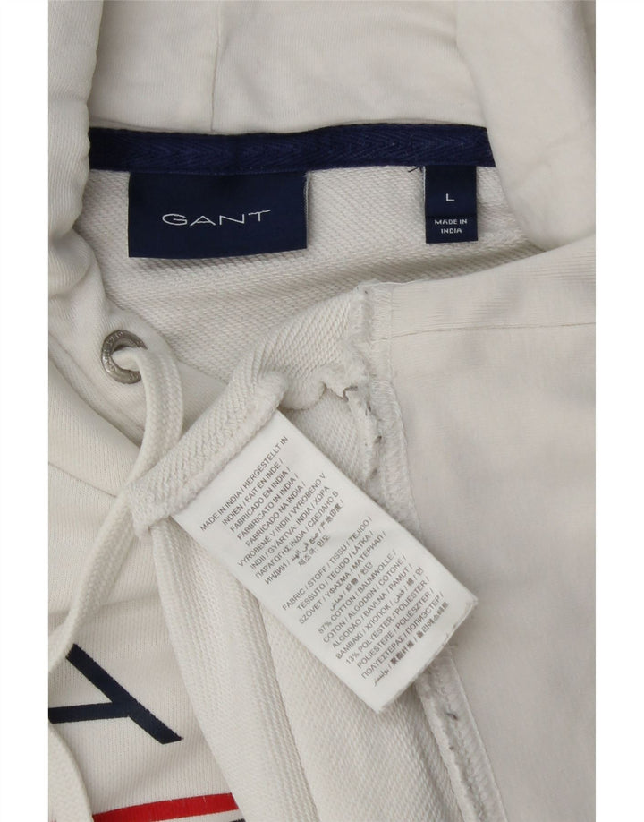 Gant Maglione con cappuccio grafico da uomo grande in cotone bianco