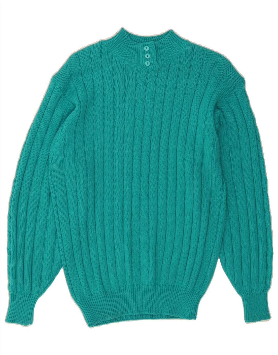 VINTAGE Womens Turtle Neck Jumper Sweater UK 14 Medium Green Acrylic Vintage Vintage and Second-Hand Vintage from Messina Hembry 