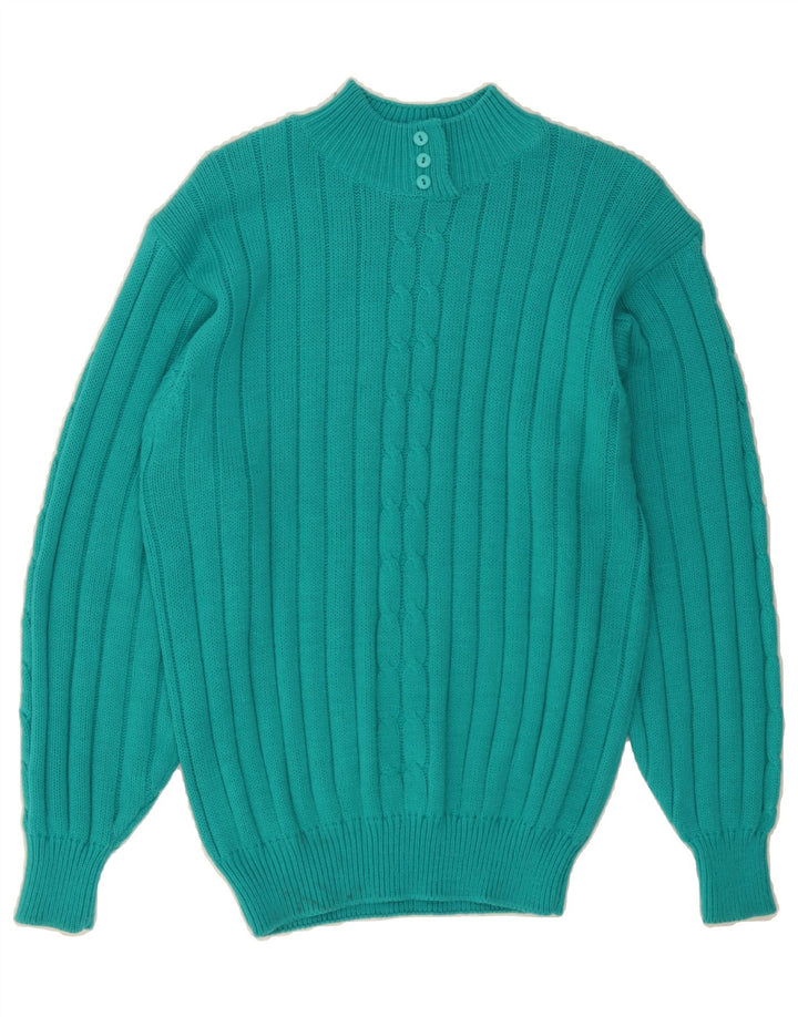 VINTAGE Womens Turtle Neck Jumper Sweater UK 14 Medium Green Acrylic Vintage Vintage and Second-Hand Vintage from Messina Hembry 