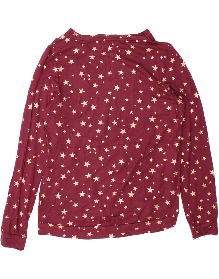 OASIS Womens Oversized Abstract Pattern Sweatshirt Jumper UK 6 XS Maroon Vintage Oasis and Second-Hand Oasis from Messina Hembry 