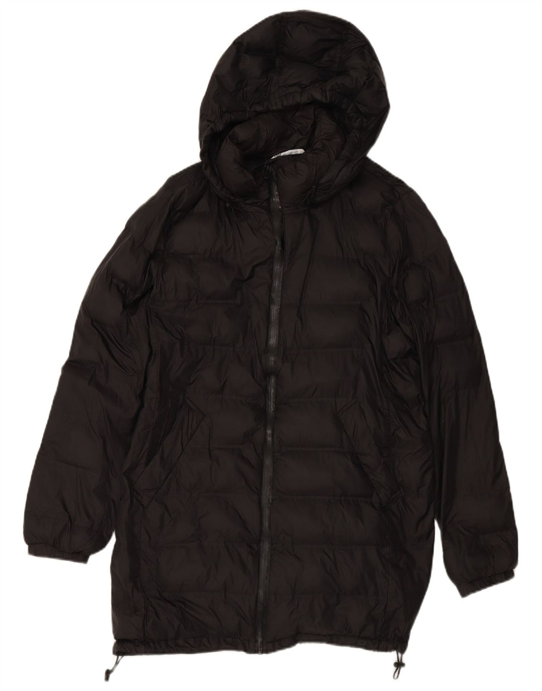 Cappotto imbottito con cappuccio da donna ZARA UK 16 grande poliestere nero