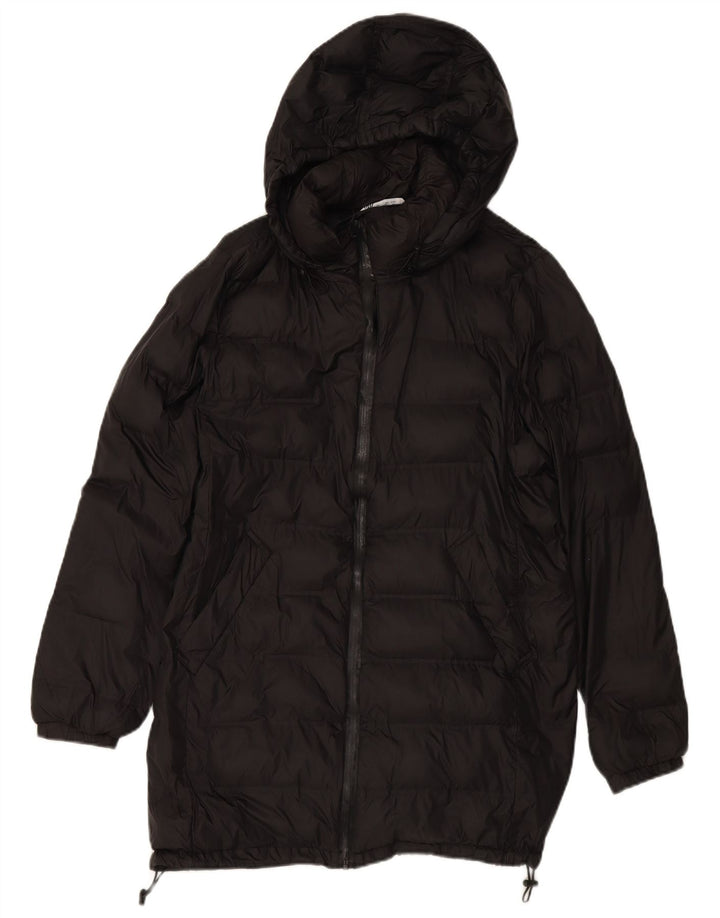 Cappotto imbottito con cappuccio da donna ZARA UK 16 grande poliestere nero