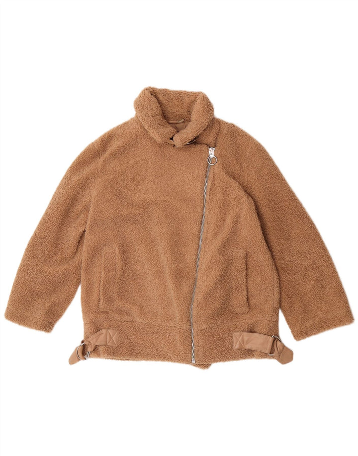 Topshop Giacca da motociclista da donna Petite Teddy Bear UK 10 Small Marrone Poliestere