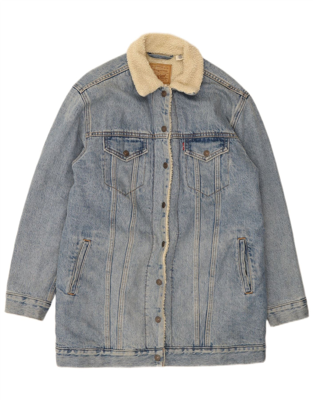 Giacca Levi's da donna in denim sherpa UK 38 cotone blu medio
