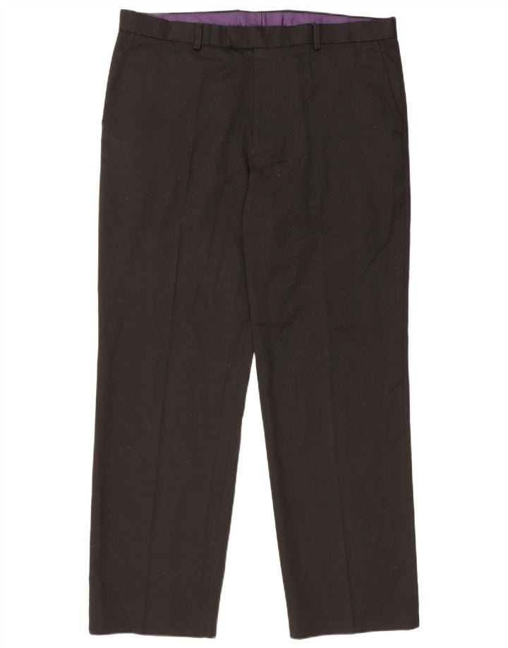 Pantaloni da abito vestibilità regolare da uomo Marks & Spencer W38 L31 poliestere nero