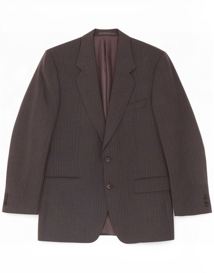 St Michael Giacca blazer da uomo a 2 bottoni UK 40 Grande poliestere gessato grigio