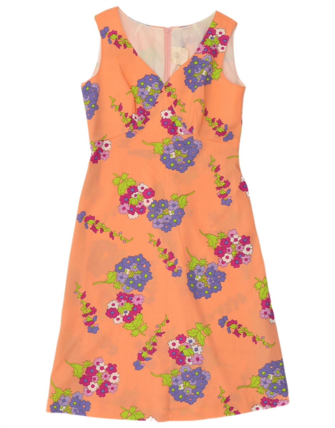 Abito a trapezio senza maniche da donna C & A EU 42 Grande poliestere floreale arancione