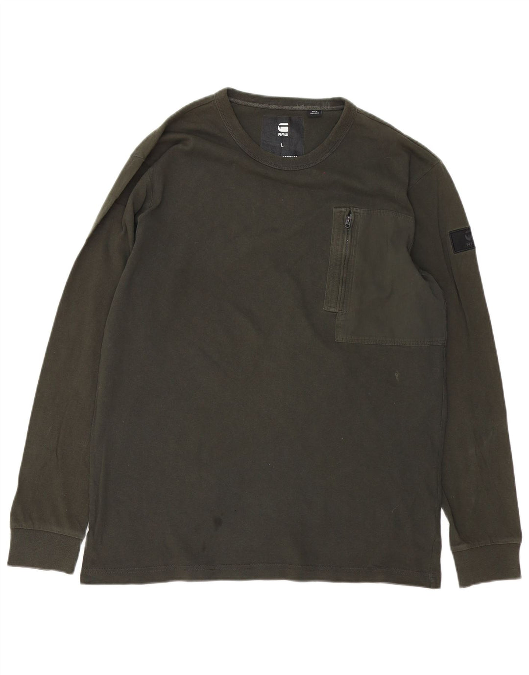 Maglia da uomo G-Star a maniche lunghe grande in cotone kaki