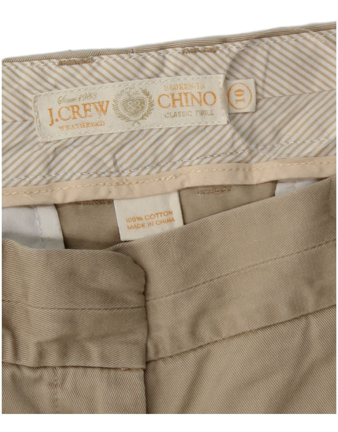 Pantaloncini chino da donna J. Crew US 10 Large W32 Cotone Beige
