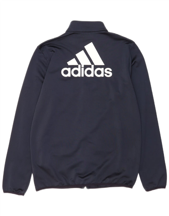 Giacca da ginnastica grafica da ragazzo Adidas 15-16 anni in poliestere blu navy