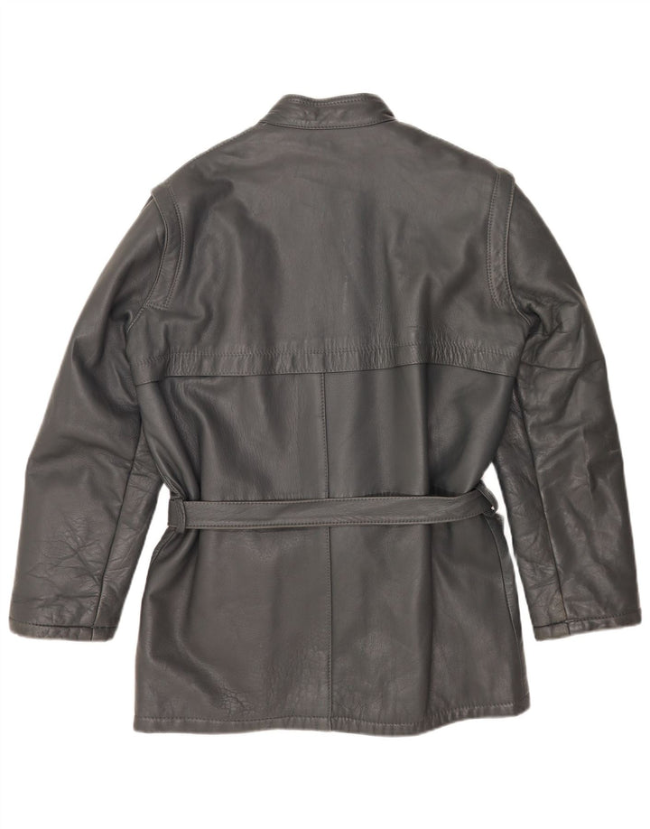 Giacca in pelle vintage da uomo IT 48 in pelle grigio medio