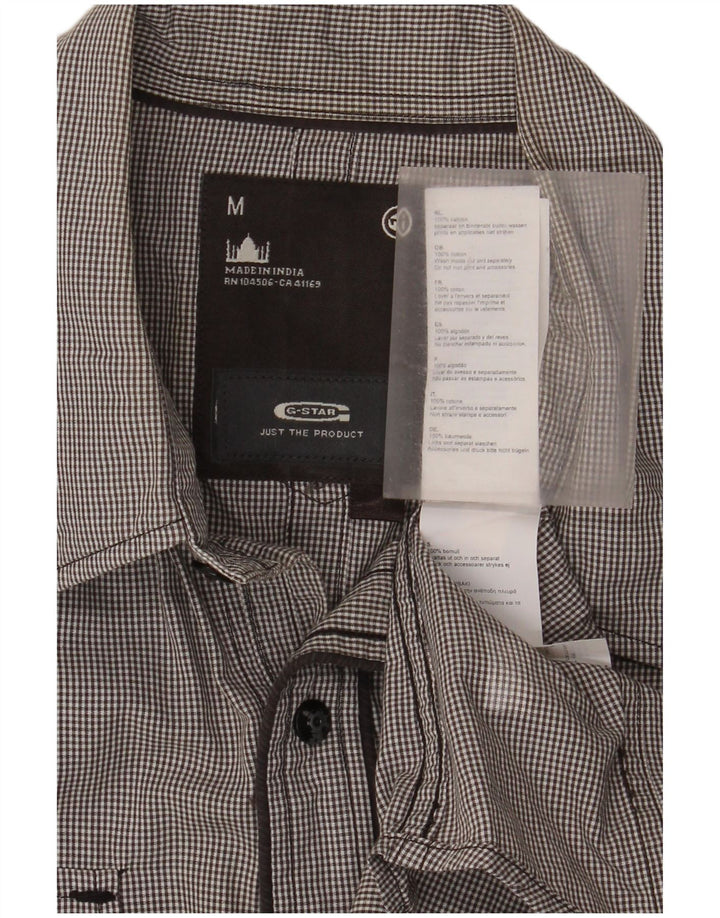 Camicia militare a maniche corte da uomo G-Star in cotone a quadretti grigio medio