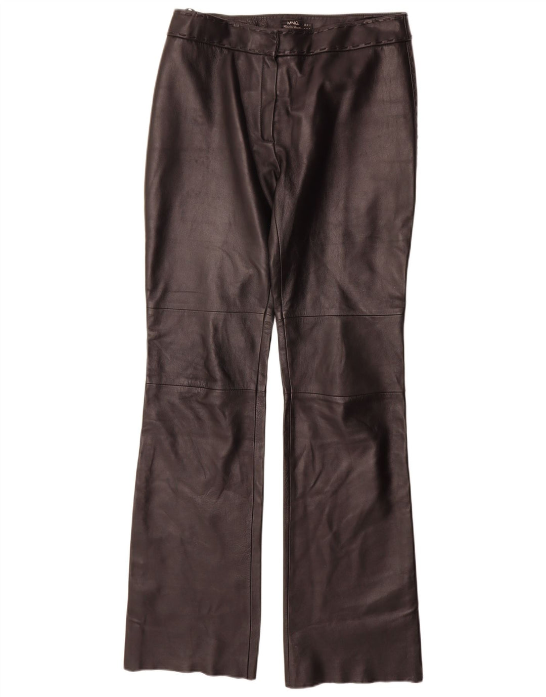 Pantaloni dritti in pelle da donna Mango IT 42 medi W30 L35 neri