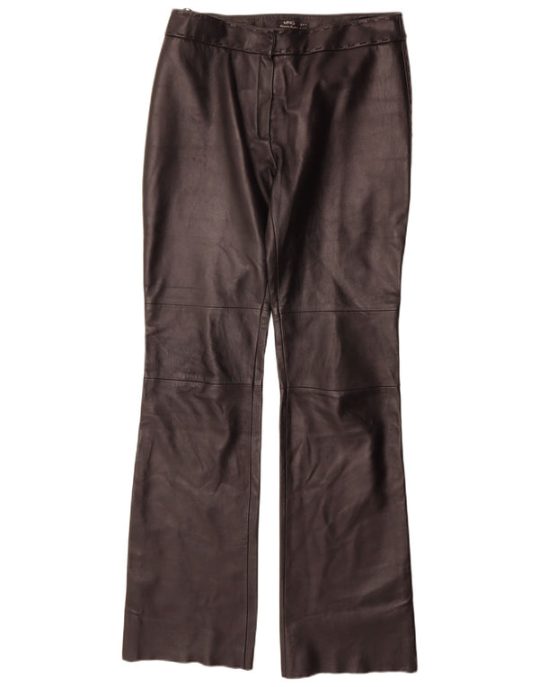 Pantaloni dritti in pelle da donna Mango IT 42 medi W30 L35 neri