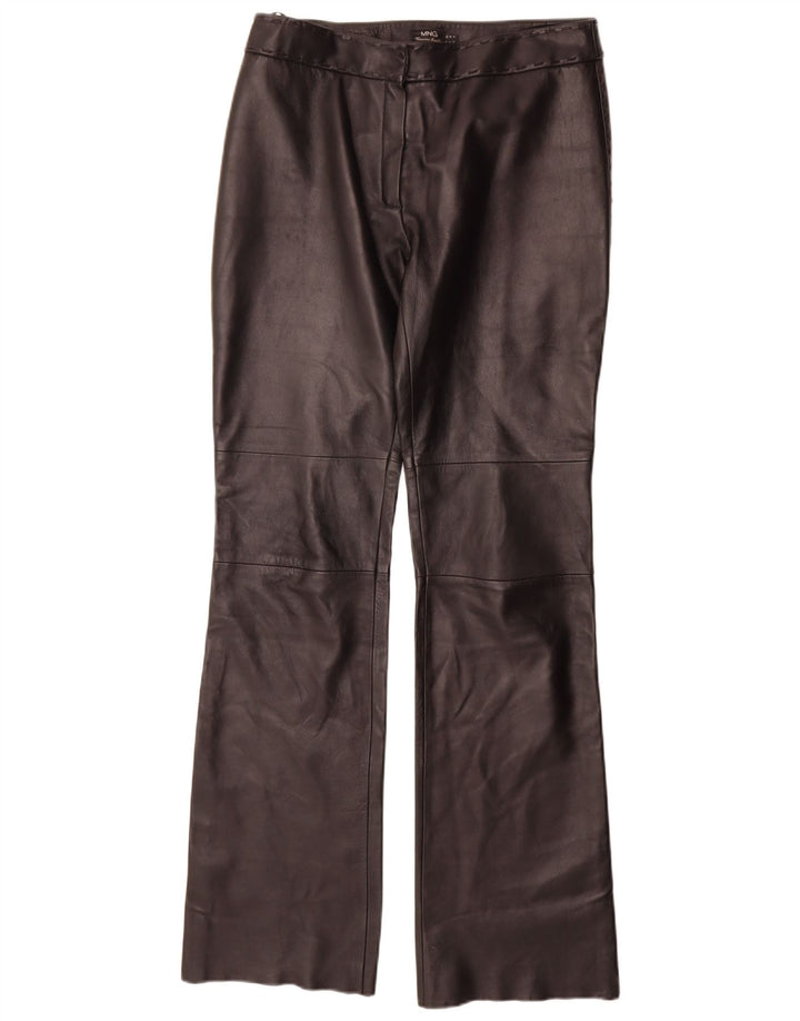 Pantaloni dritti in pelle da donna Mango IT 42 medi W30 L35 neri