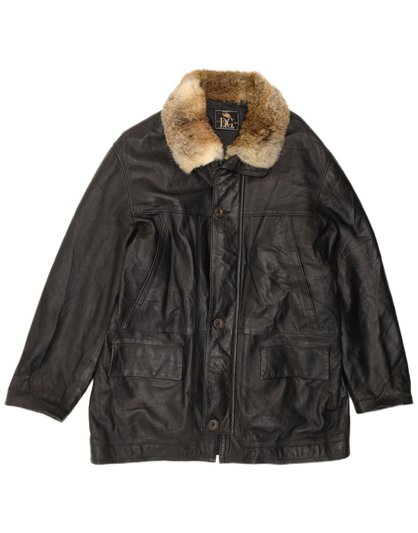 Giacca in pelle vintage da uomo UK 42 XL in pelle nera