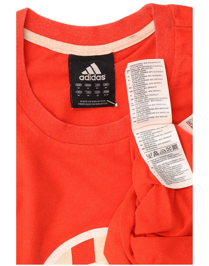 ADIDAS Top grafico da uomo a maniche lunghe in cotone color block rosso medio