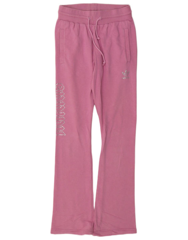 Pantaloni da tuta Adidas da donna con grafica svasata UK 8 piccoli in cotone rosa