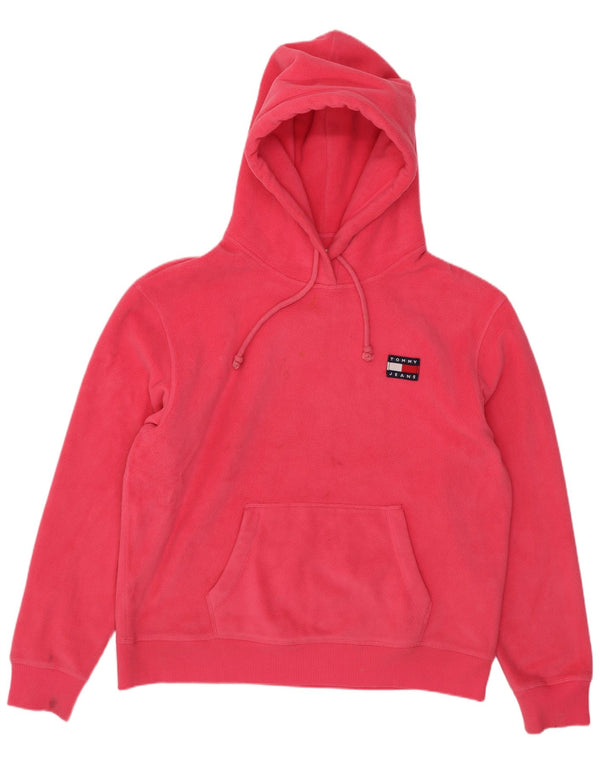 Tommy Hilfiger Womens Fleece Loose Fit Hoodie Jumper UK 14 Medium Pink
