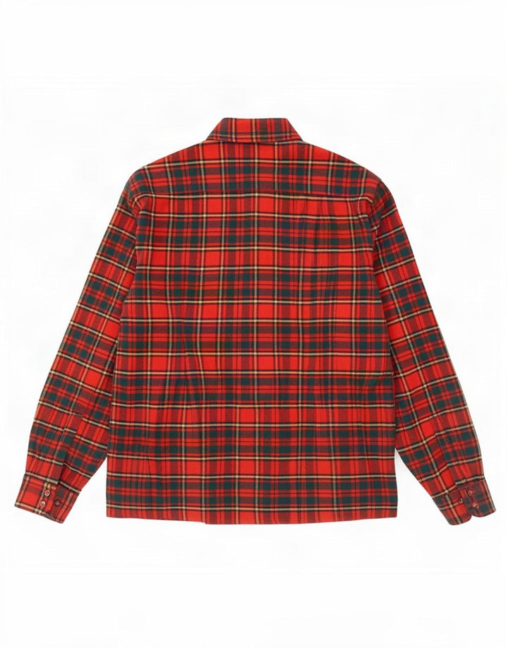 Camicia vintage da uomo in flanella grande scozzese rosso