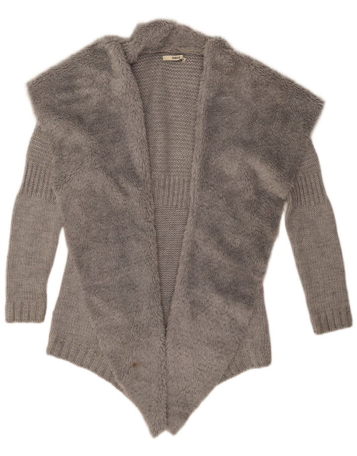Maglione cardigan aperto da donna Oasis UK 10 piccolo acrilico grigio
