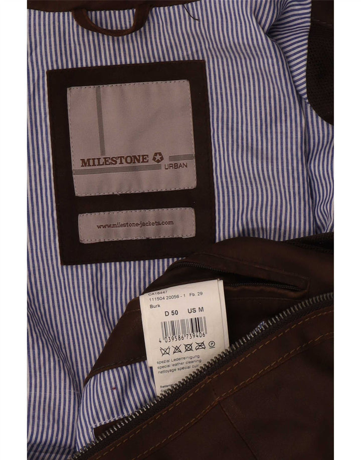 Giacca in pelle da uomo Milestone UK 38 Marrone medio