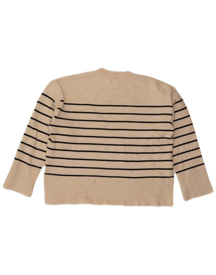 Maglione girocollo oversize da donna Zara UK 10 piccolo a righe beige