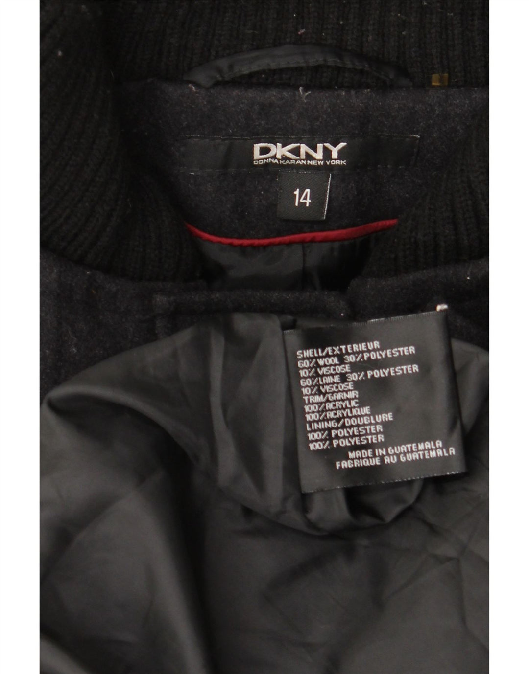 Soprabito con cappuccio da donna Dkny US 14 XL in lana grigia