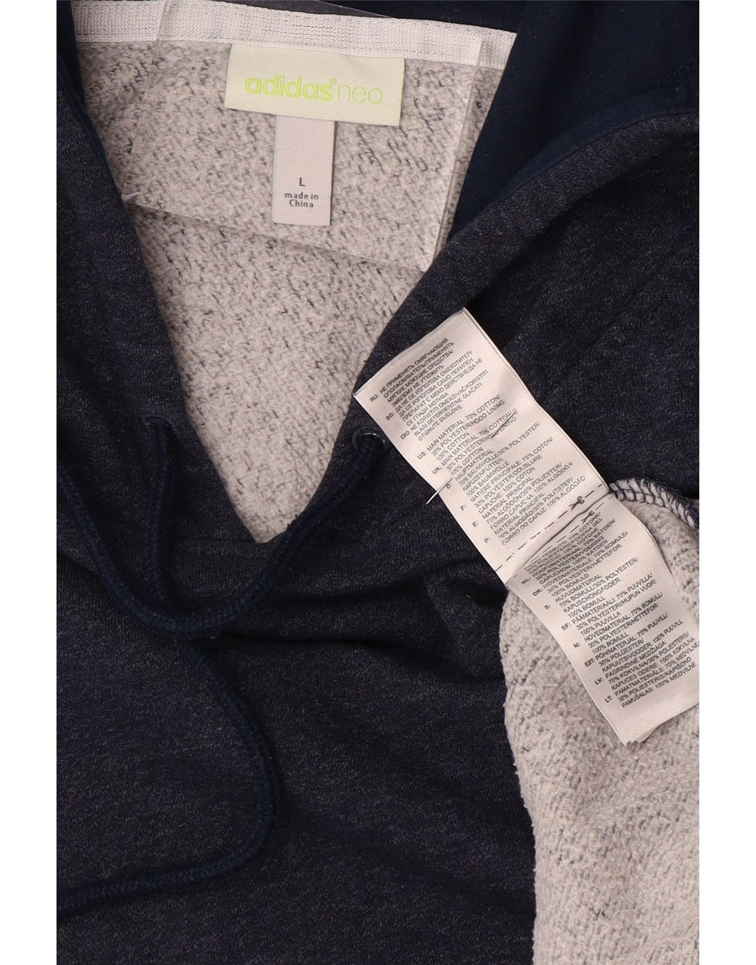 Felpa con cappuccio ADIDAS da uomo con grafica neo, grande, in cotone blu navy