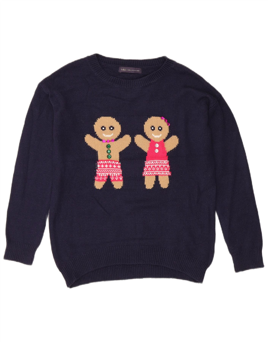 MARKS & SPENCER maglione da donna con scollo a barca UK 10 piccolo blu navy