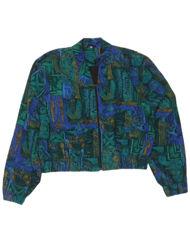 Giacca bolero oversize da donna vintage IT 40 piccola geometrica multicolore