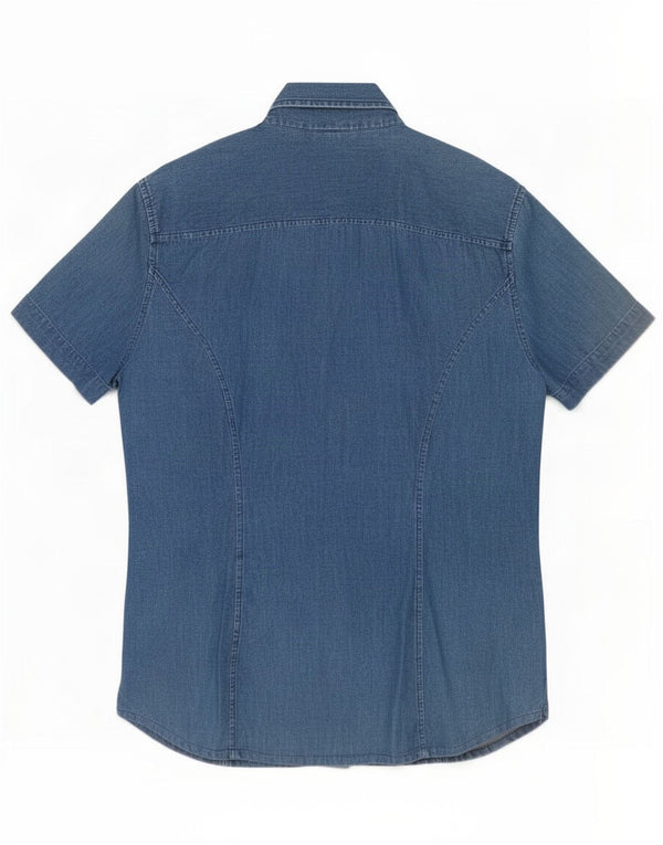 Camicia in denim a maniche corte da donna Trussardi Jeans UK 14 Cotone blu medio