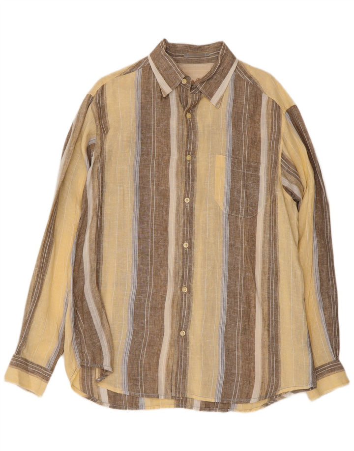 Camicia da uomo Tommy Bahama Lino a righe beige medio