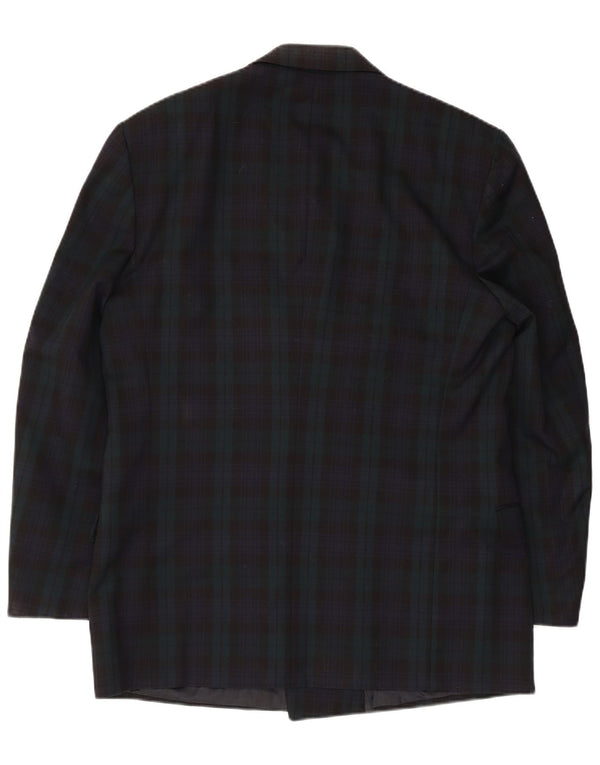 Jaeger Giacca Blazer Doppio Petto da Uomo IT 52 XL Lana a quadri Blu Navy