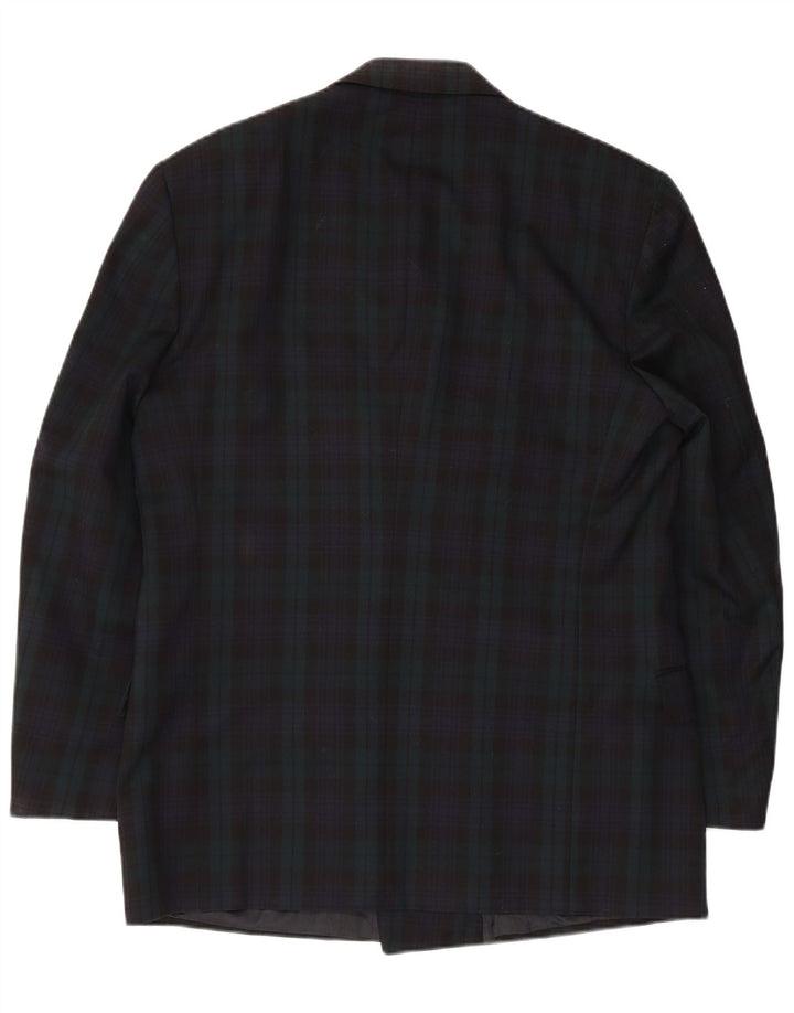 Jaeger Giacca Blazer Doppio Petto da Uomo IT 52 XL Lana a quadri Blu Navy